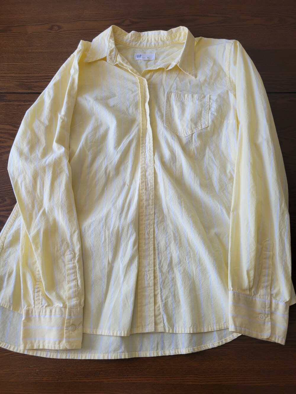 Old Navy Yellow Stripe Button Up Large
